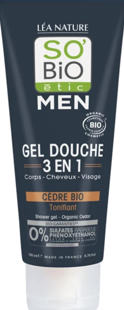 MEN 3in1 Gel Doccia per Viso, Corpo e Capelli, Cedro (200 ml)
