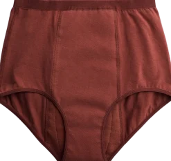 Mutandine Mestruali a Vita Alta Rosso Ruggine - Ciclo Leggero, XS