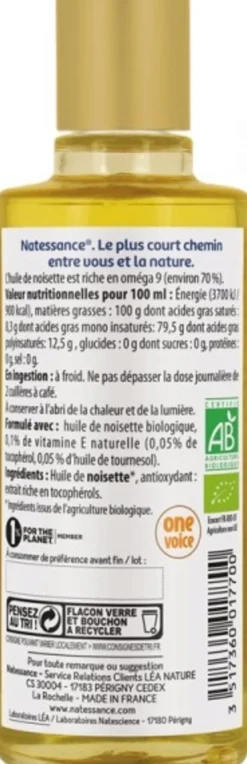 Olio di Nocciola Biologico, 100 ml