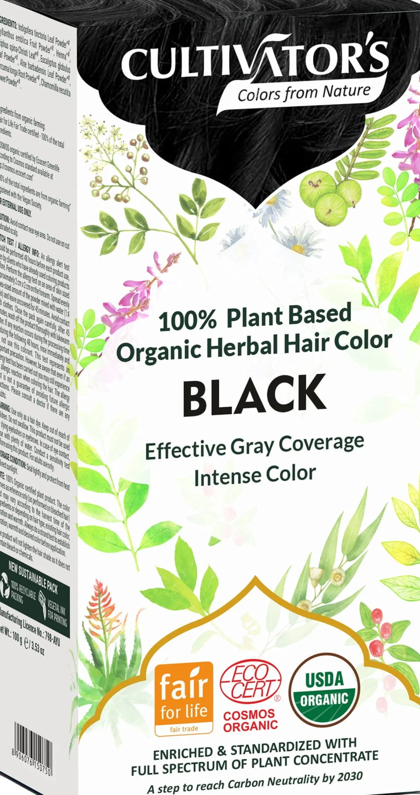 Organic Herbal Hair Color Black, 100 g