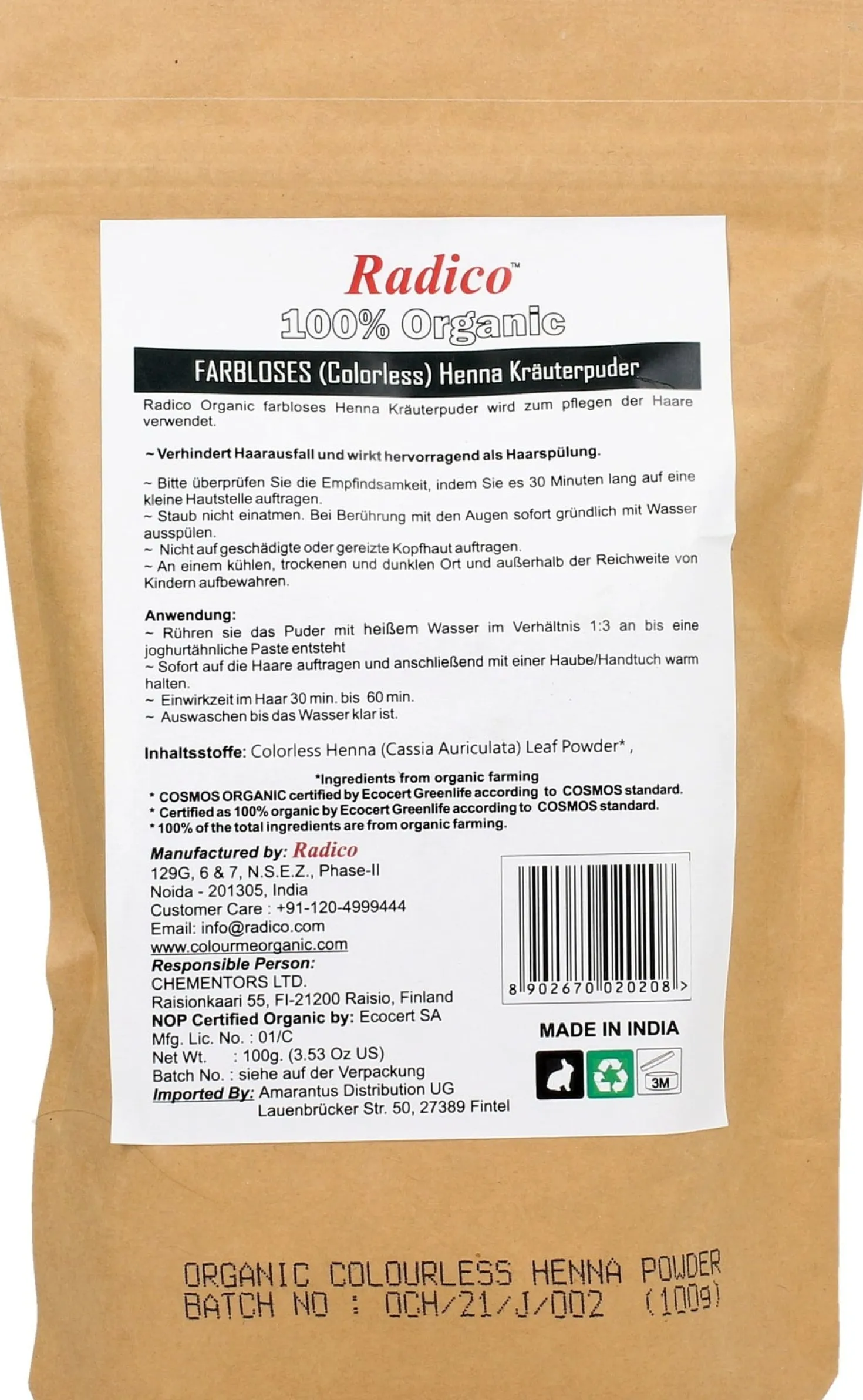 Polvere di Cassia Bio (Henne Naturale), 100 g