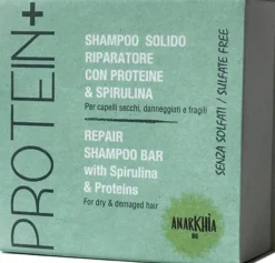 Protein+ Shampoo Solido Riparatore con Proteine e Spirulina, 55 g