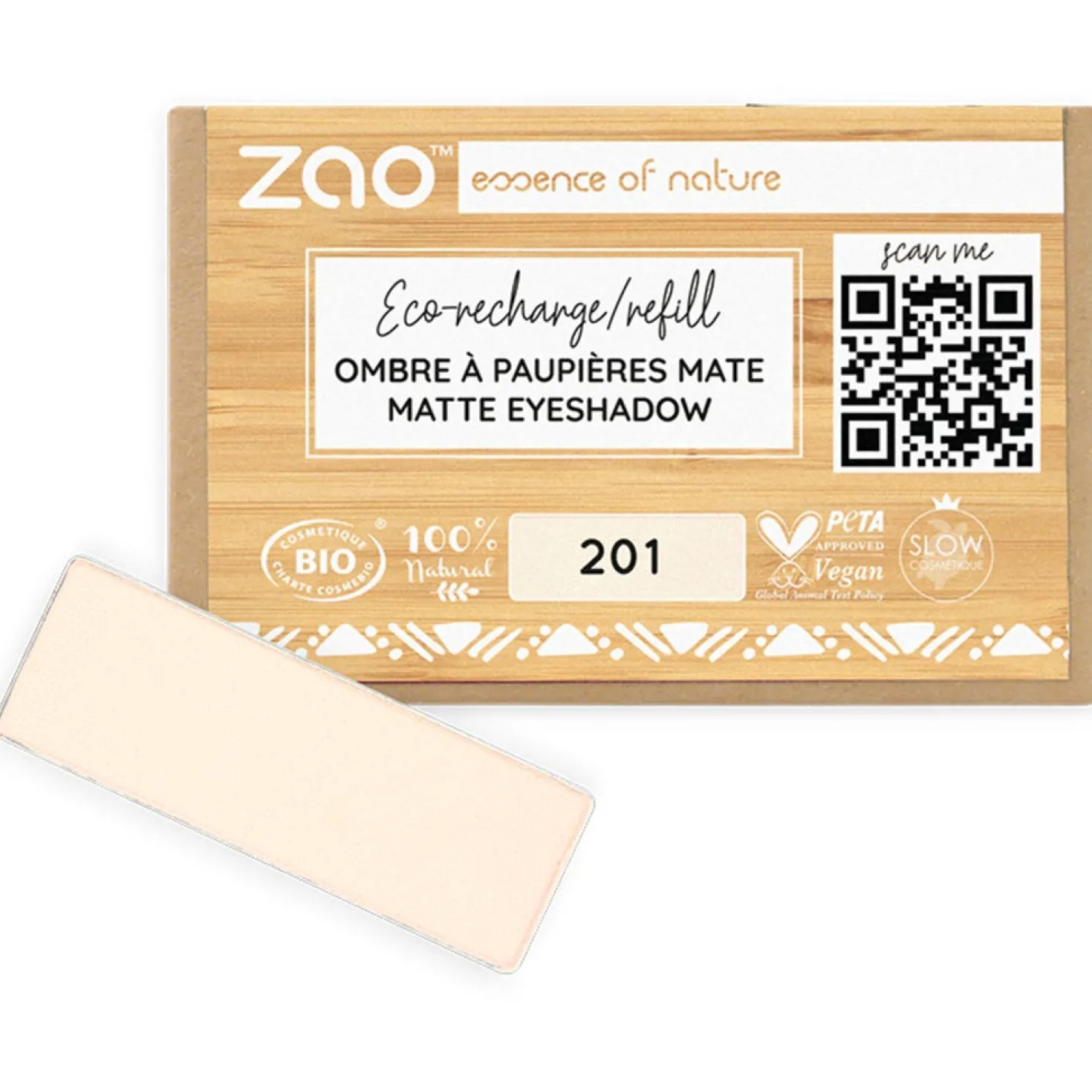 Refill Rectangle Eye Shadow, 201 Matt Ivory (1,30 g)