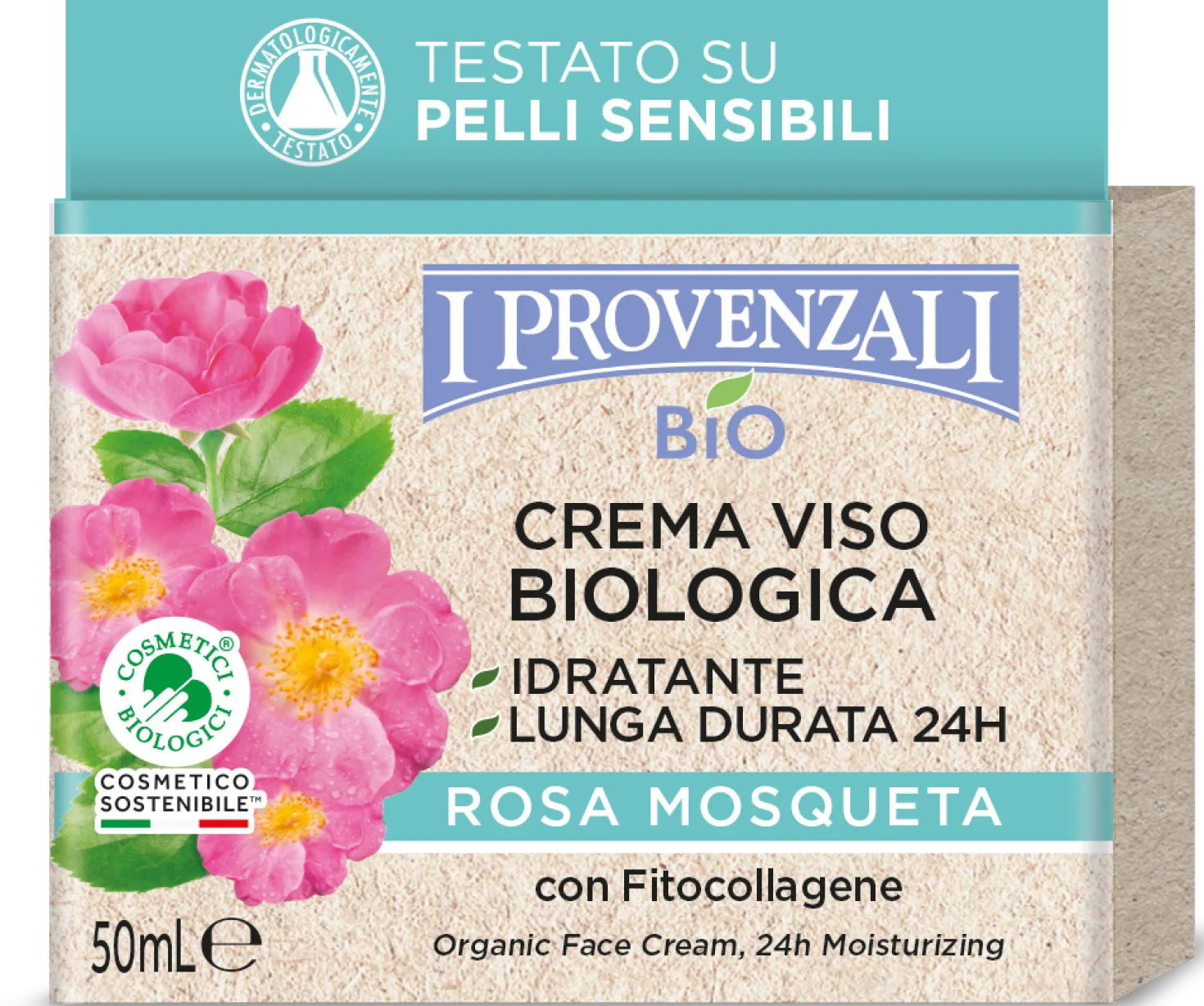 Rosa Mosqueta Crema Viso 24h Biologica Idratante, 50 ml