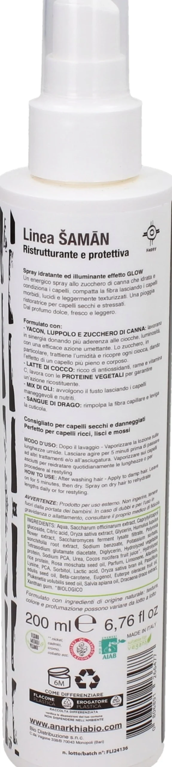 SAMAN SUGAR SPRAY Idratante e Lucidante, 200 ml