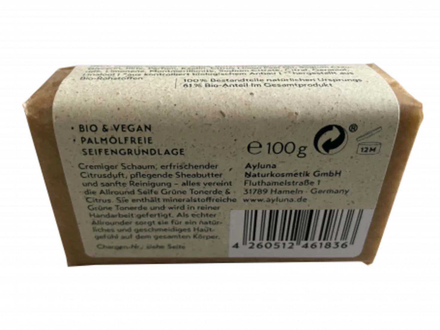 Sapone all'Argilla Verde e Agrumi, 100 g