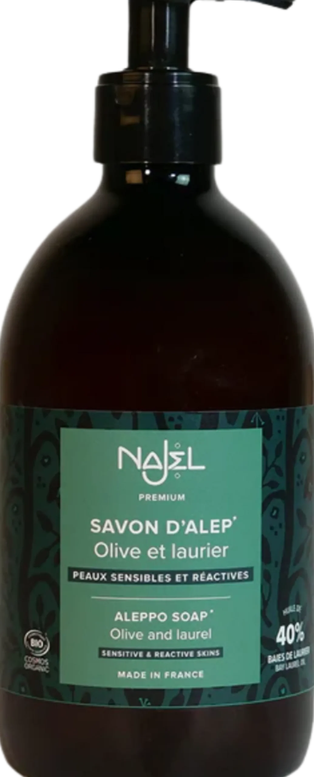 Sapone di Aleppo Liquido con il 40% di Olio di Alloro, 500 ml