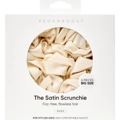 Scrunchie in Raso, Grandi, Bianco (6 pezzi)