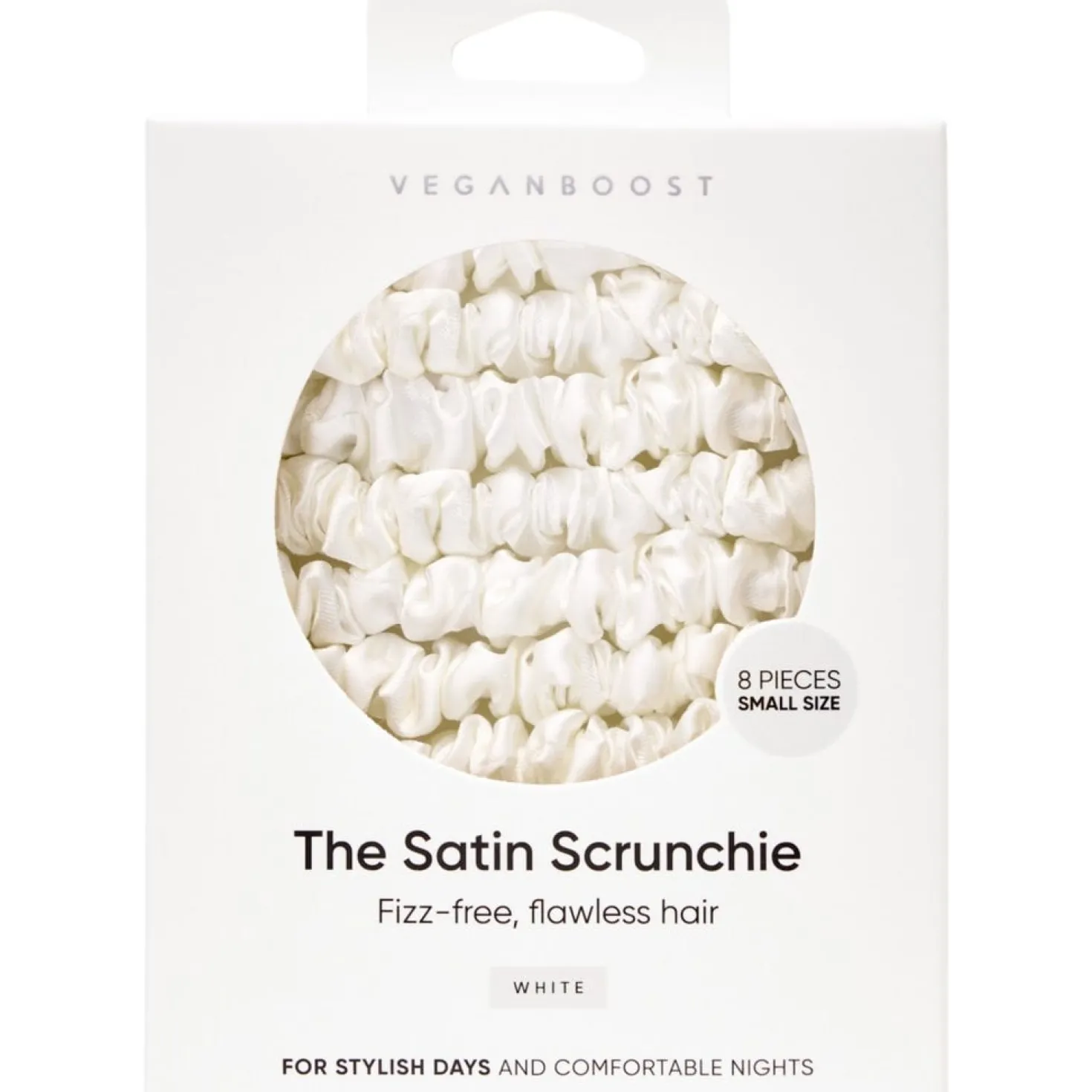 Scrunchie in Raso, Piccoli, Nero (8 pezzi)