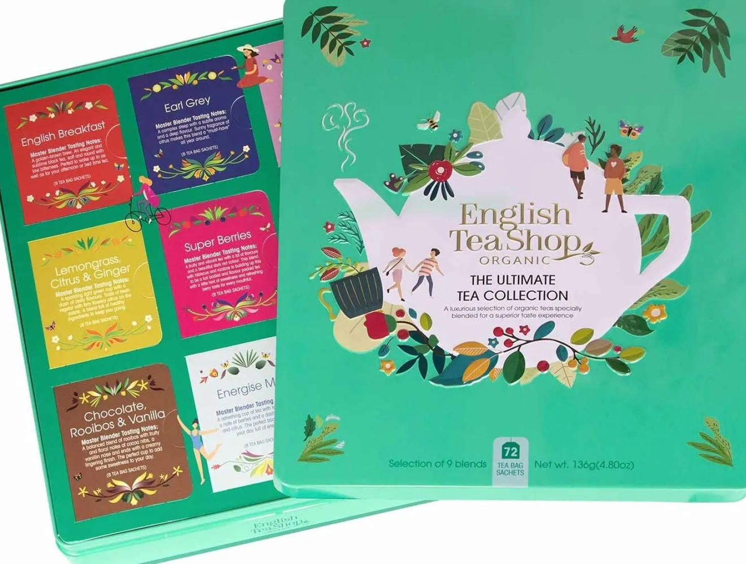 Selezione Bio in Box di Metallo - The Ultimate Tea Collection Green, 136 g