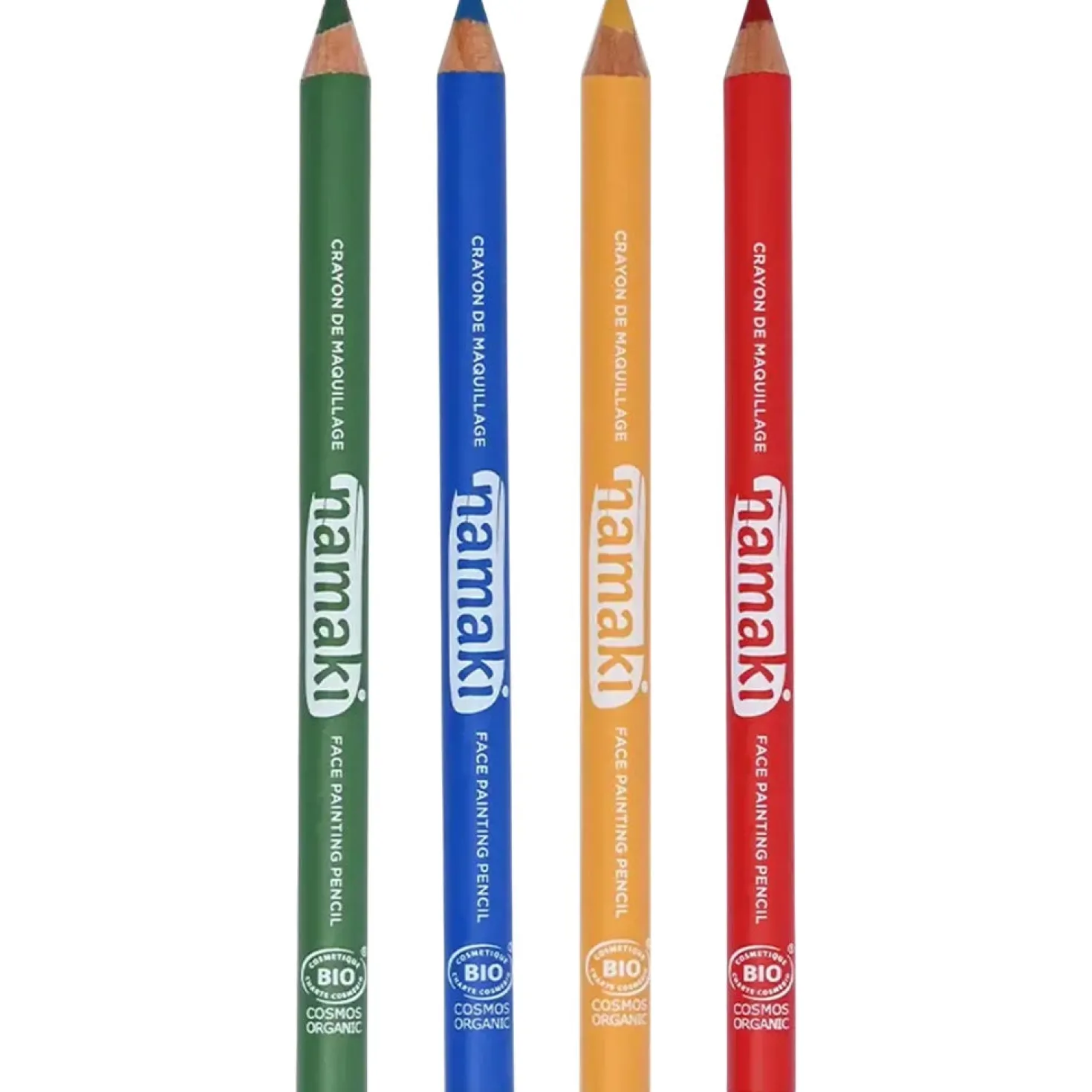 Set of 4 Face Painting Slim Pencils, Argento/Nero/Oro/Bianco