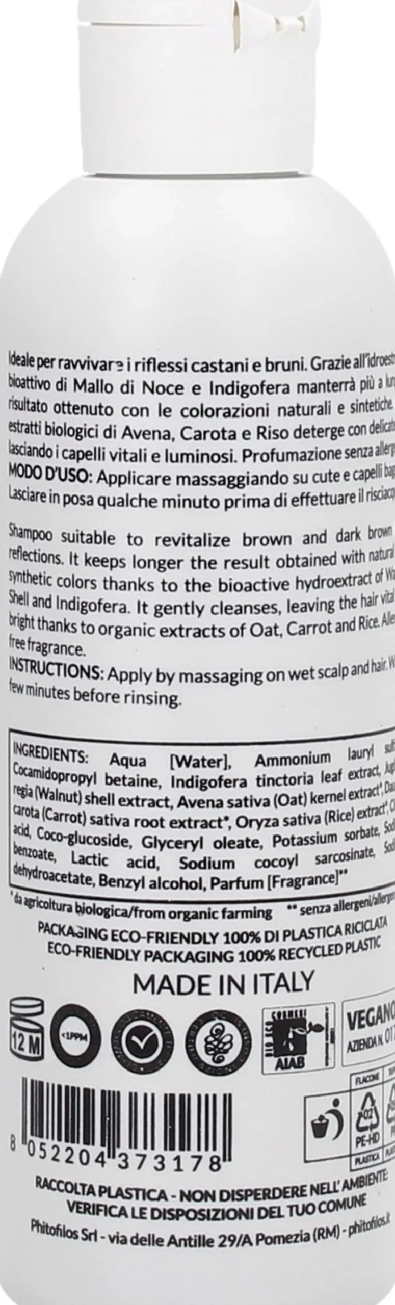 Shampoo Riflesso Castano con Mallo di Noce e Indigofera, 200 ml