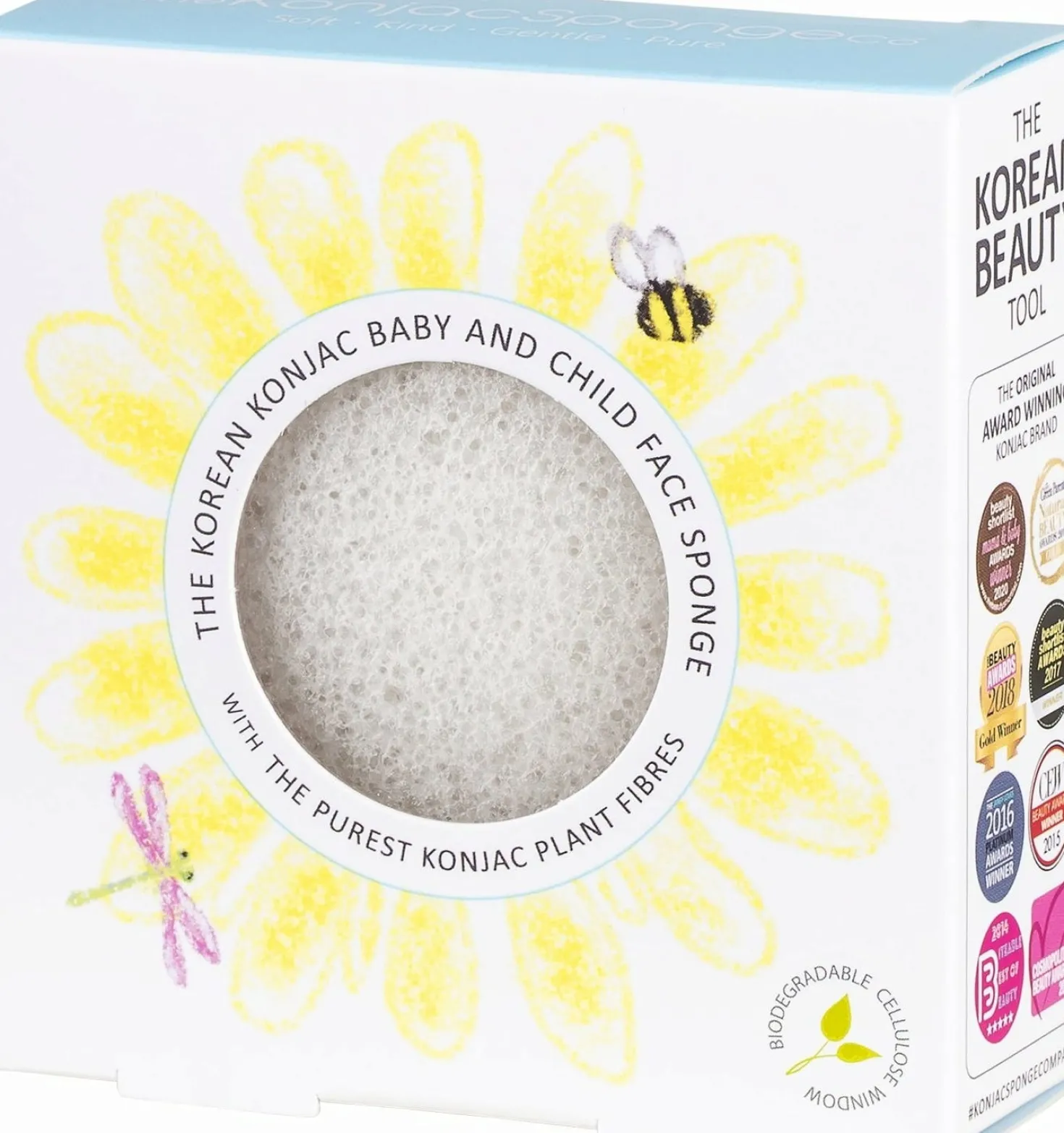 Slim Round White Pure Baby Sponge