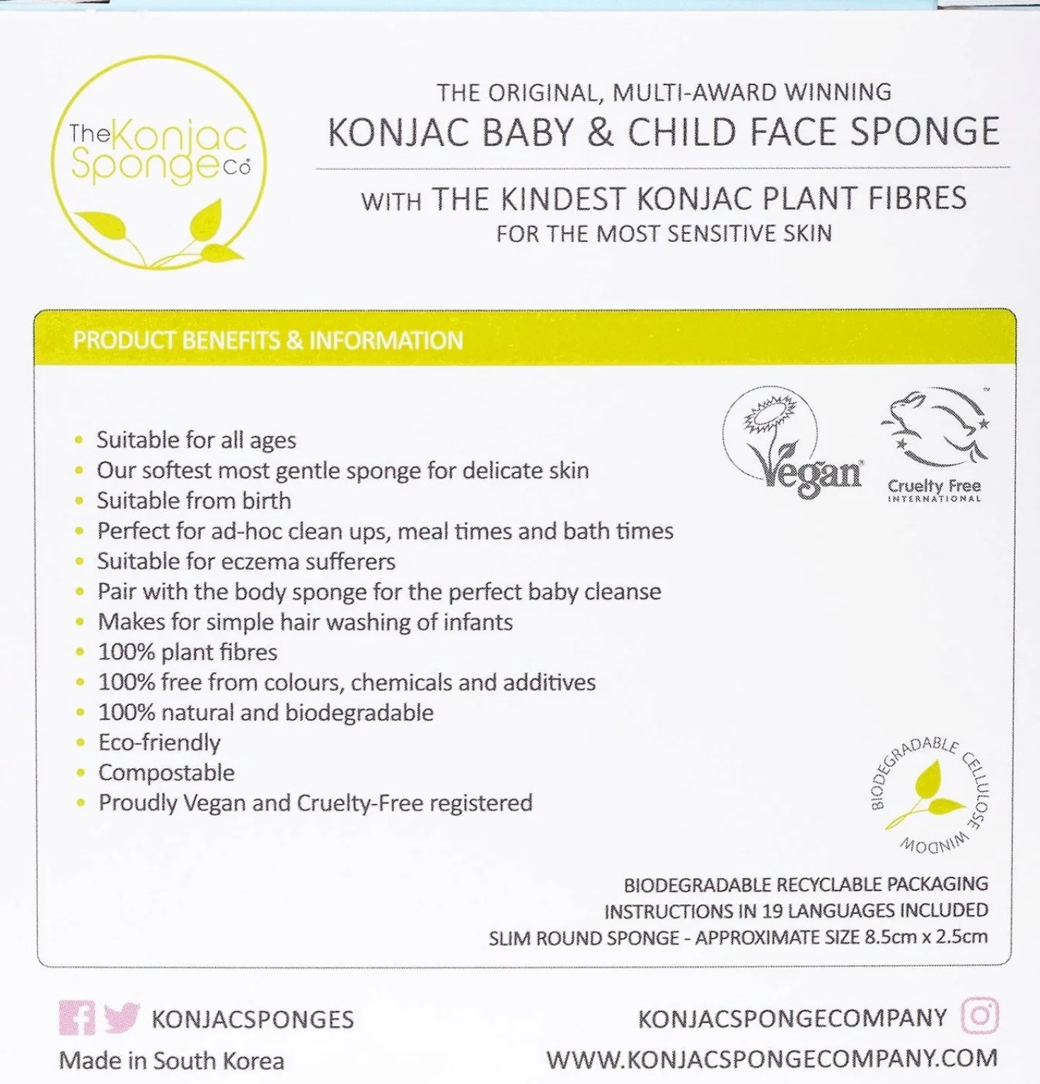 Slim Round White Pure Baby Sponge