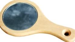 Specchietto Tondo con Manico in Legno, 1 Pz.