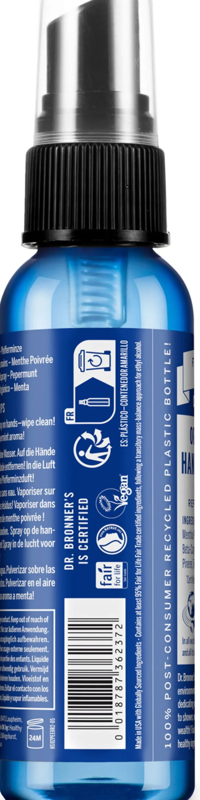 Spray Igienizzante Mani alla Menta Piperita Bio, 60 ml