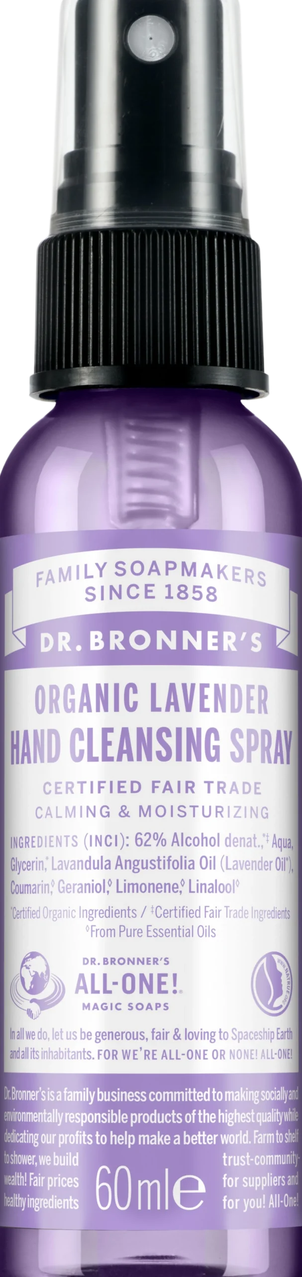 Spray Igienizzante per le Mani alla Lavanda Bio, 60 ml