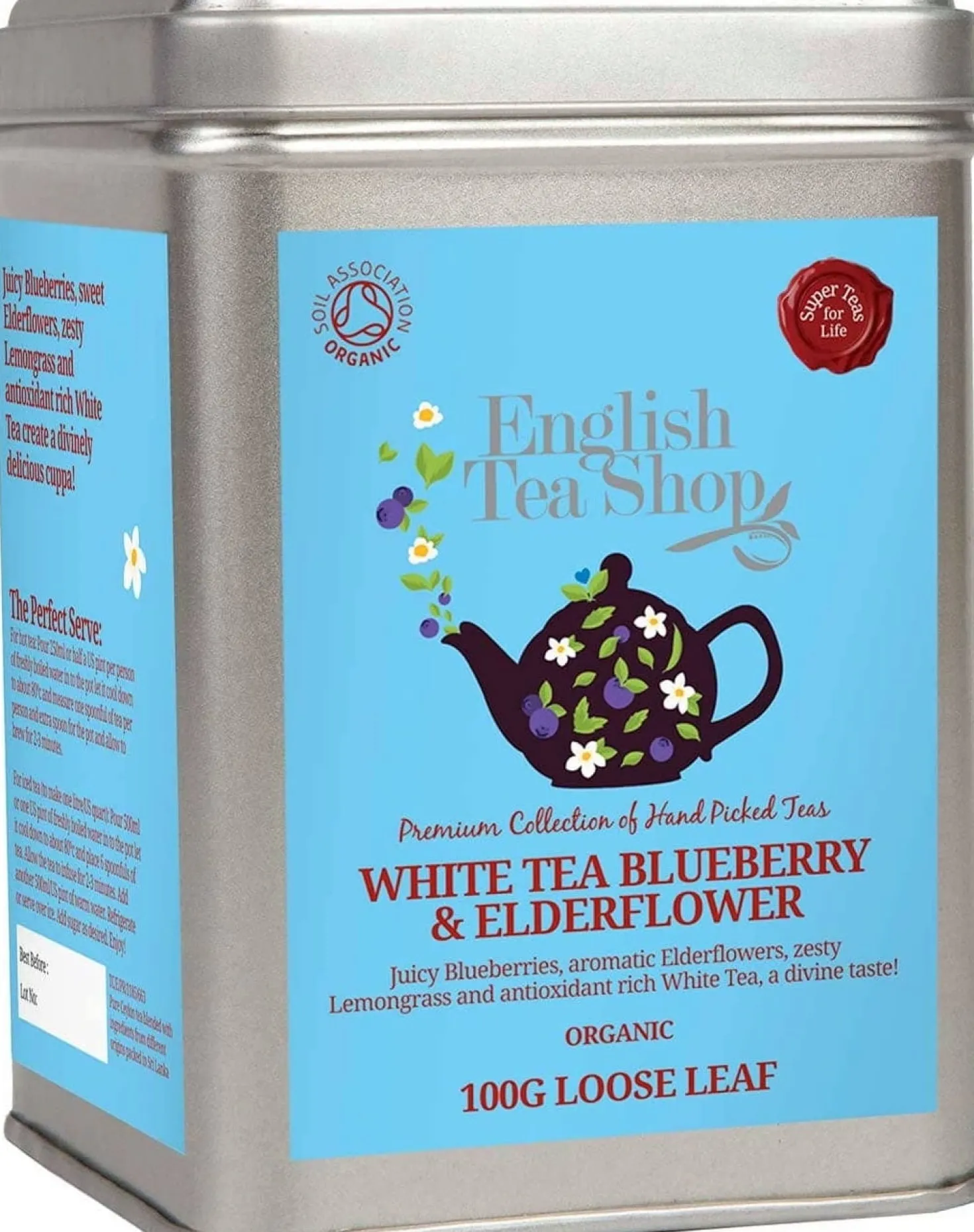 Tè Bianco Bio con Mirtilli e Fiori di Sambuco, 100 g