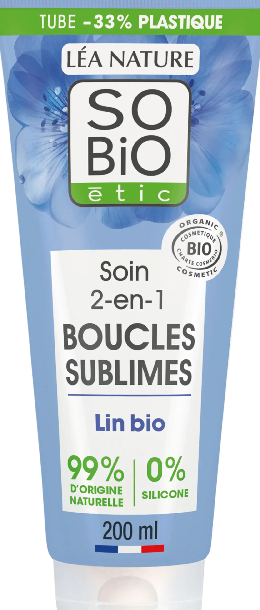 Trattamento 2 in 1 per Capelli Ricci ai Semi di Lino Bio e Vitamina F, 200 ml