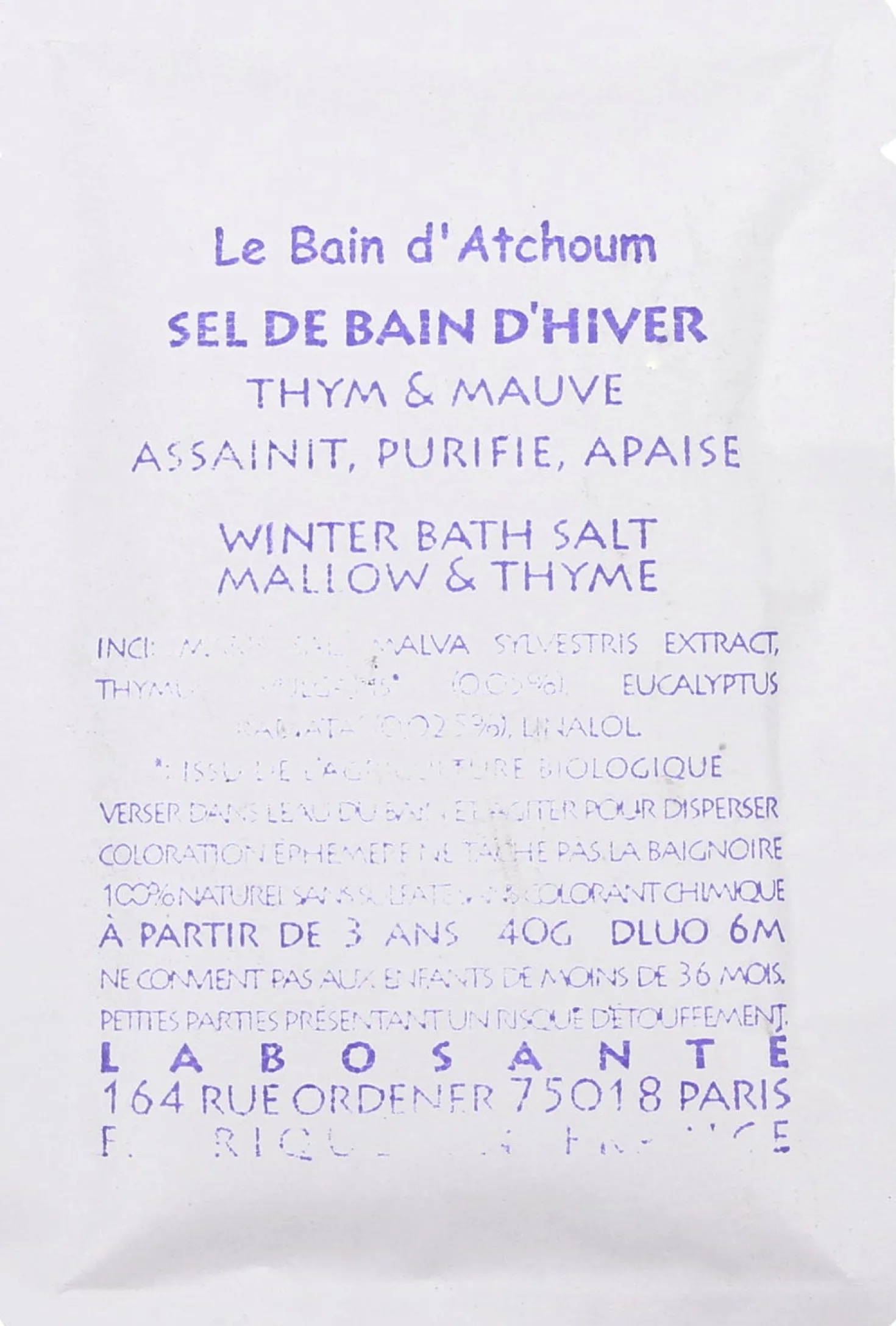 Winter Bath Salt Mallow & Thyme, 40 g